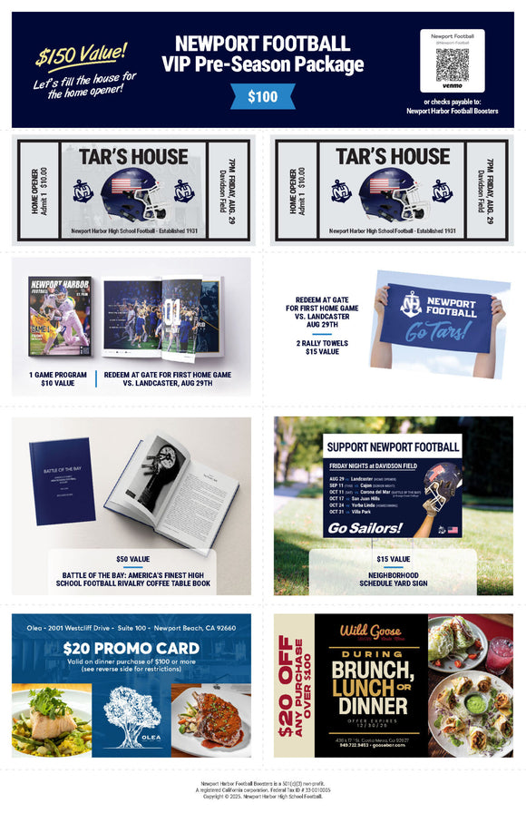 PRE-SEASON VIP Package $100